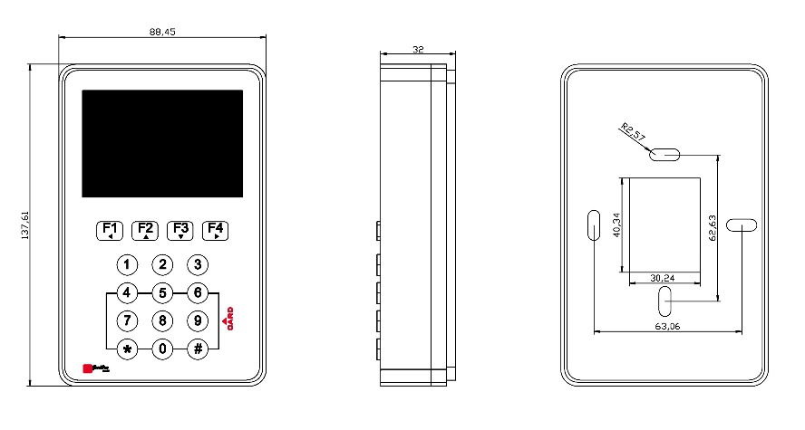 彩屏按键读卡器尺寸